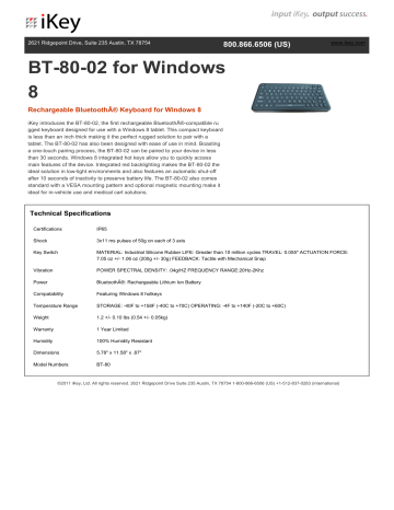 BT-80-02 for Windows 8 BT-80-02 for Windows 8