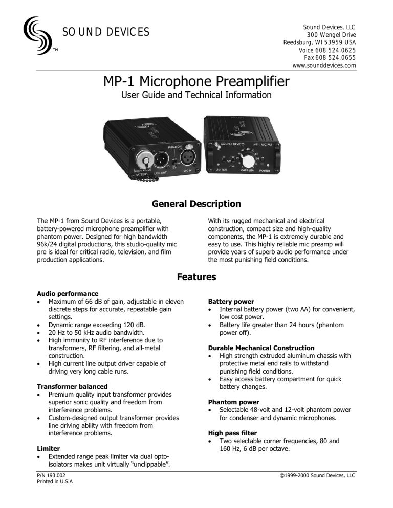 MP1 User Guide MP1 User Guide