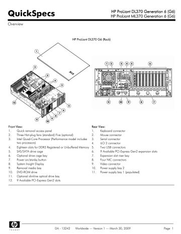 HP ProLiant DL370 Generation 6 (G6) HP ProLiant ML370 HP ProLiant DL370 Generation 6 (G6) HP ProLiant ML370