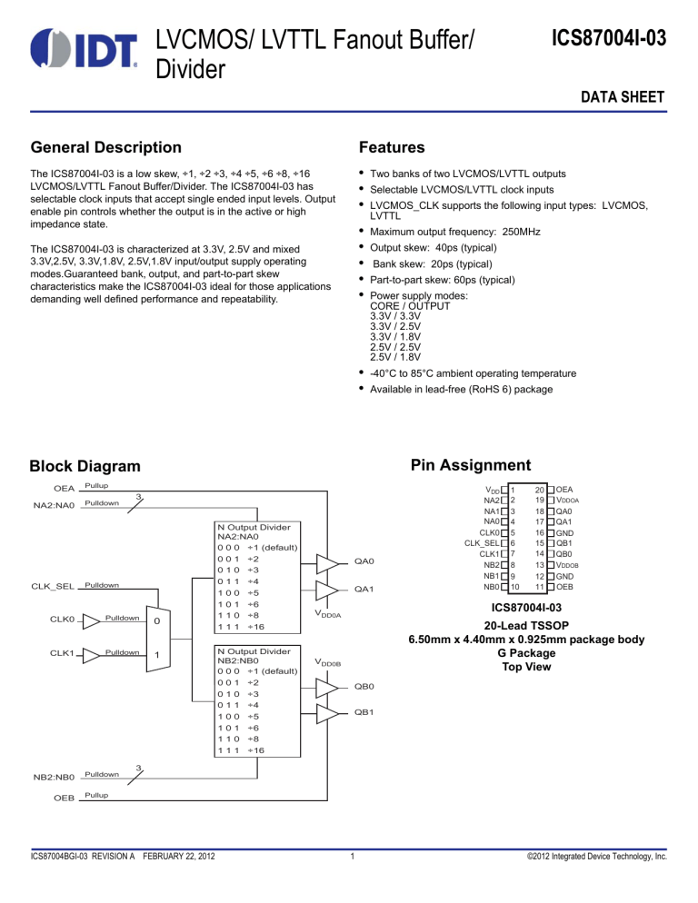 ICS87004I-03 Final Data Sheet.fm ICS87004I-03 Final Data Sheet.fm
