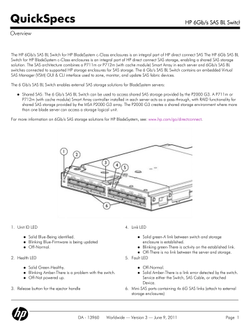 HP 6Gb/s SAS BL Switch HP 6Gb/s SAS BL Switch