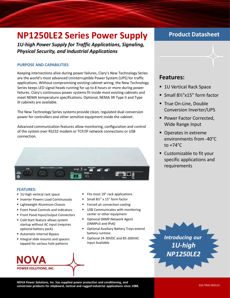 NP1250LE2 Series Power Supply NP1250LE2 Series Power Supply