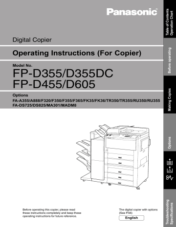 FP-D355/D355DC FP-D455/D605 - Panasonic Service Network FP-D355/D355DC FP-D455/D605 - Panasonic Service Network