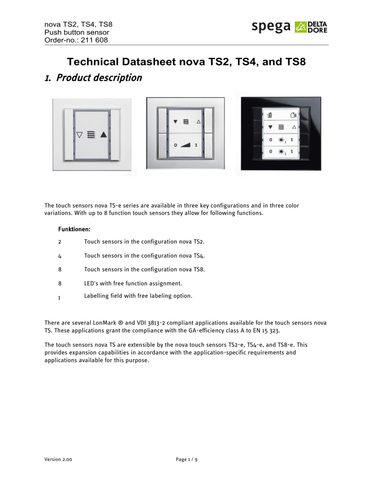 Technical Datasheet nova TS2, TS4, and TS8 Technical Datasheet nova TS2, TS4, and TS8