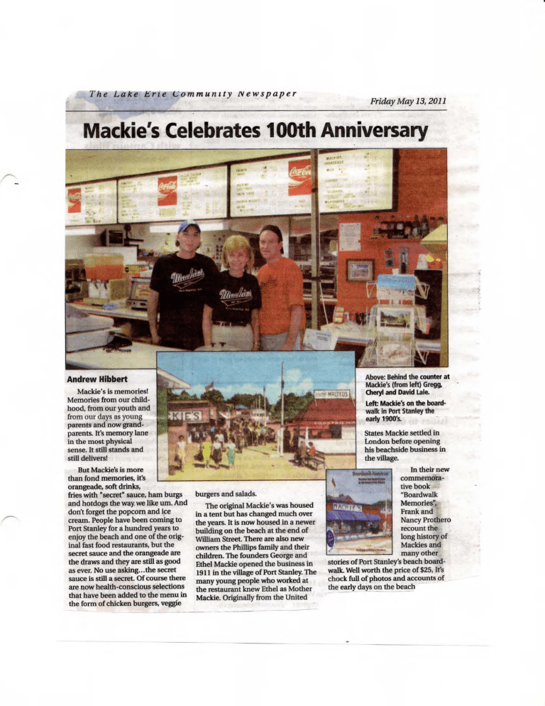 Mackie`s Celebrates 1 OOth Anniversary Mackie`s Celebrates 1 OOth Anniversary