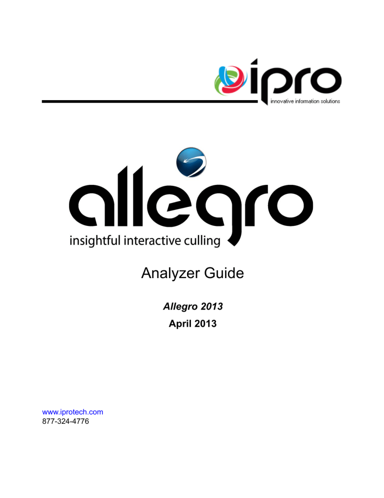 Ipro Allegro 2013 Analyzer User Guide Ipro Allegro 2013 Analyzer User Guide