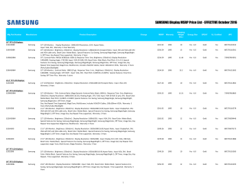 SAMSUNG Display MSRP Price List SAMSUNG Display MSRP Price List