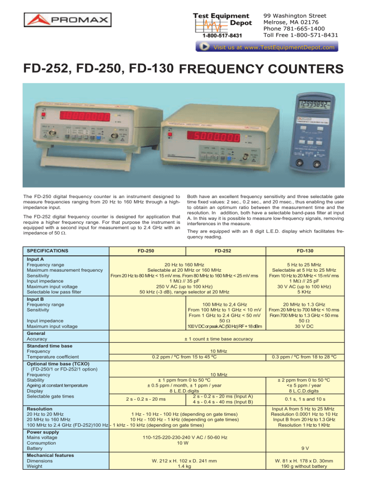 FD-252 / FD-250 / FD-130 - Frequency Counters FD-252 / FD-250 / FD-130 - Frequency Counters