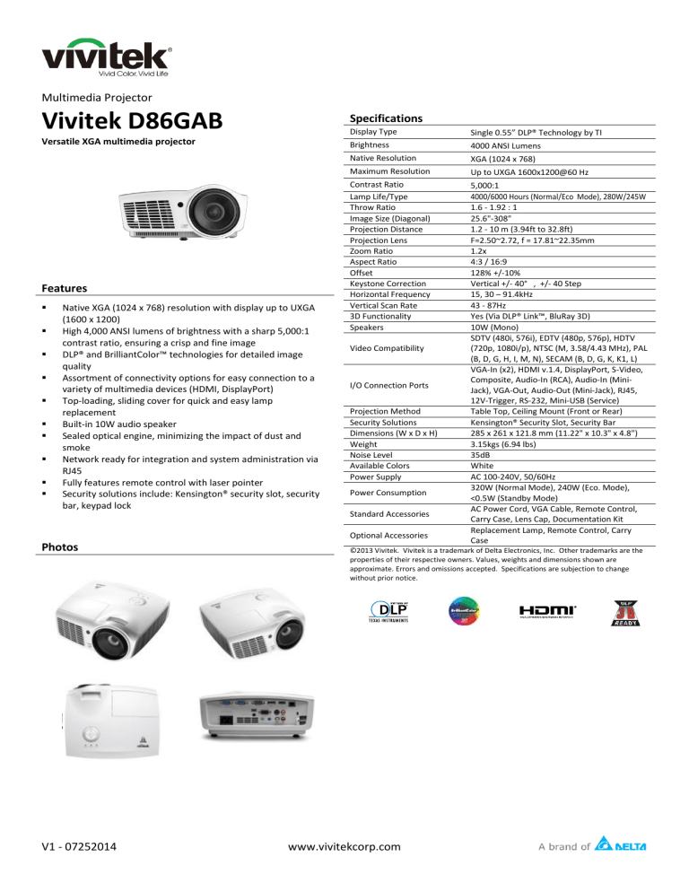Vivitek D86GAB Vivitek D86GAB