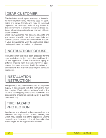 instruction for use installation instruction fire hazard protection instruction for use installation instruction fire hazard protection