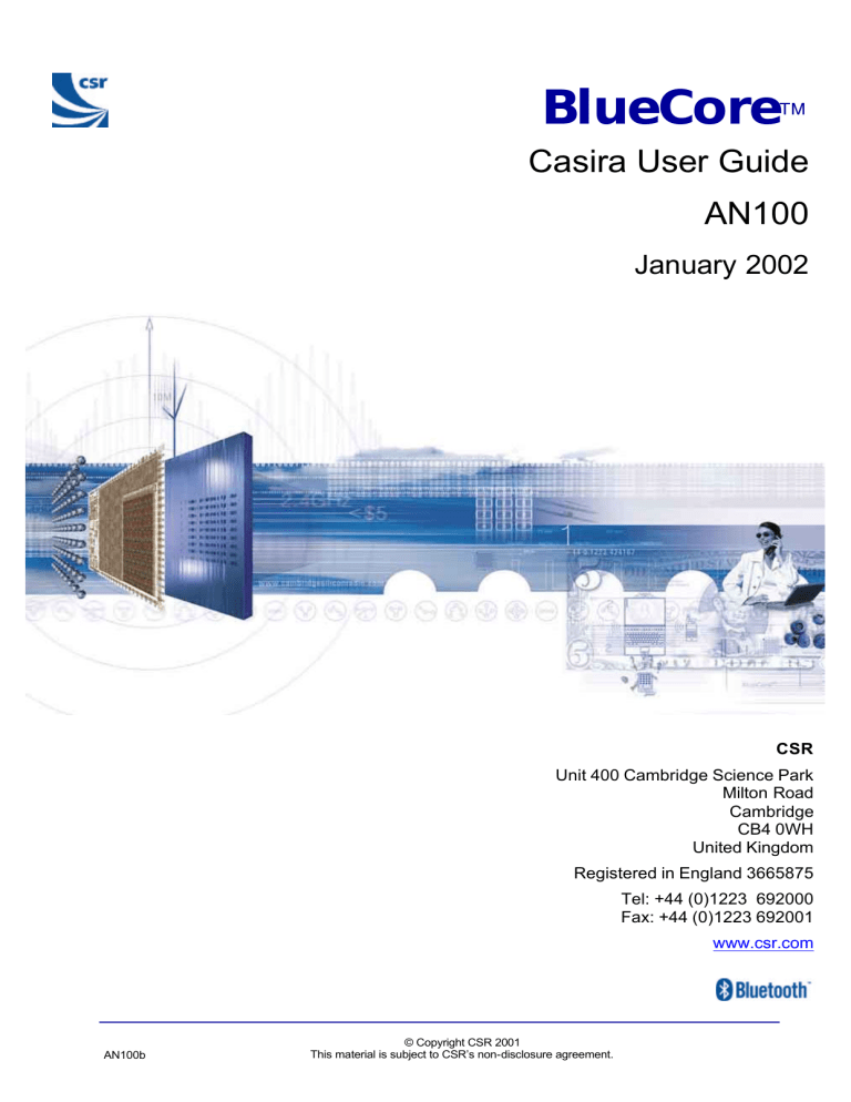 bc01-AN-100 Casira User Guide to rev b DEC01 bc01-AN-100 Casira User Guide to rev b DEC01