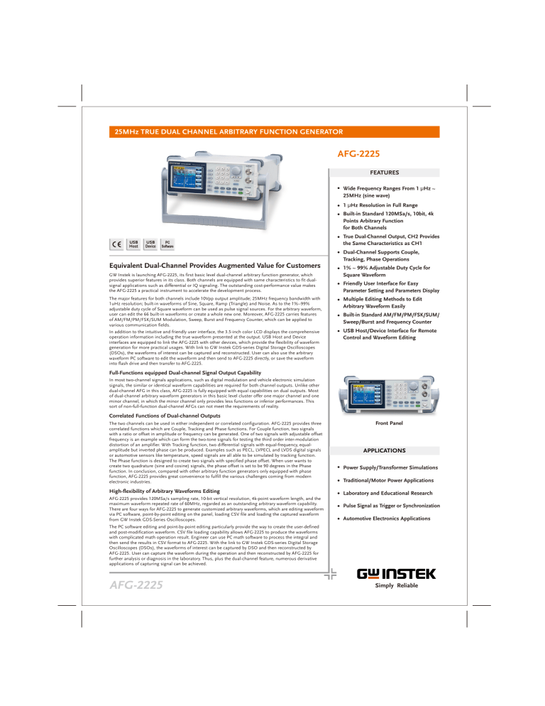 Instek AFG-2225 Arbitrary Waveform Generator Instek AFG-2225 Arbitrary Waveform Generator