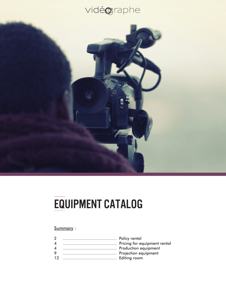 Equipment catalog Equipment catalog