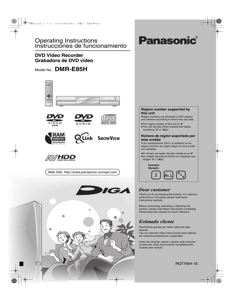 Panasonic DMRE85H User manual Panasonic DMRE85H User manual