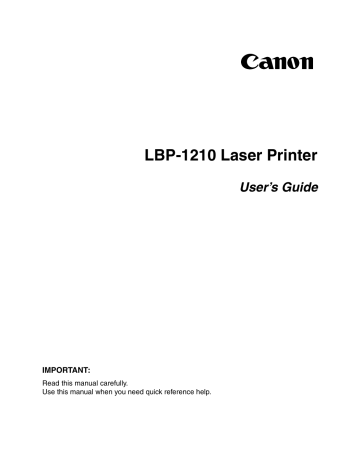 Canon Laser Shot LBP1210 User's Guide | Manualzz