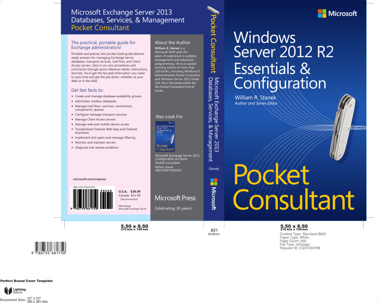 Windows Server 2012 R2 Pocket Consultant: Essentials Windows Server 2012 R2 Pocket Consultant: Essentials