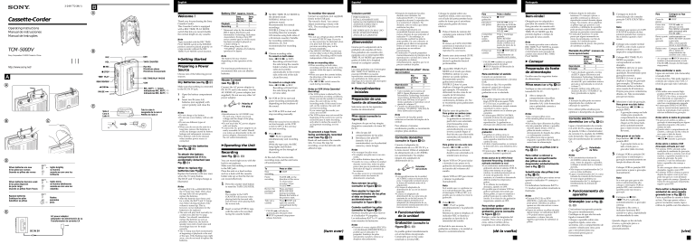 Sony TCM-500DV, TCM 500DV Owner's manual Sony TCM-500DV, TCM 500DV Owner's manual