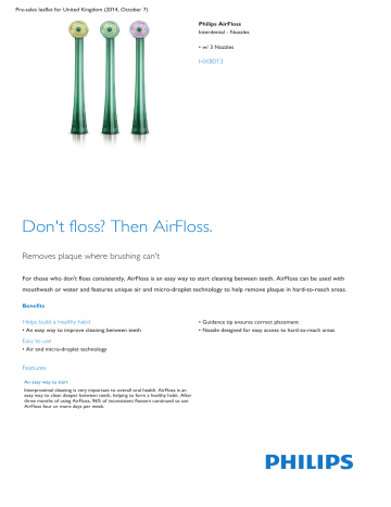 Product Leaflet: w/ 3 Nozzles Interdental - Nozzles Product Leaflet: w/ 3 Nozzles Interdental - Nozzles
