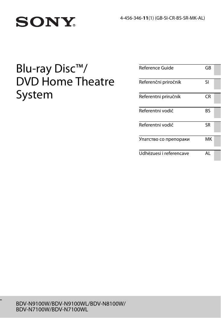 Sony Bdv N9100w Reference Guide