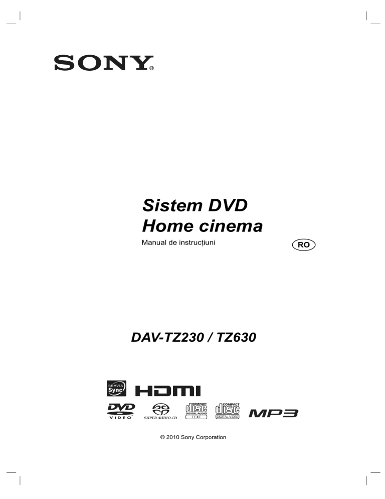 Sony DAV-TZ230, DAV-TZ630 Owner's manual Sony DAV-TZ230, DAV-TZ630 Owner's manual