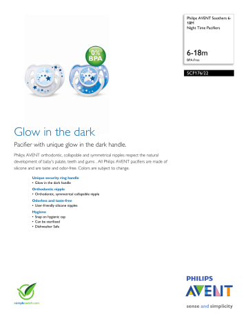 SCF176/22 Philips Night Time Pacifiers SCF176/22 Philips Night Time Pacifiers