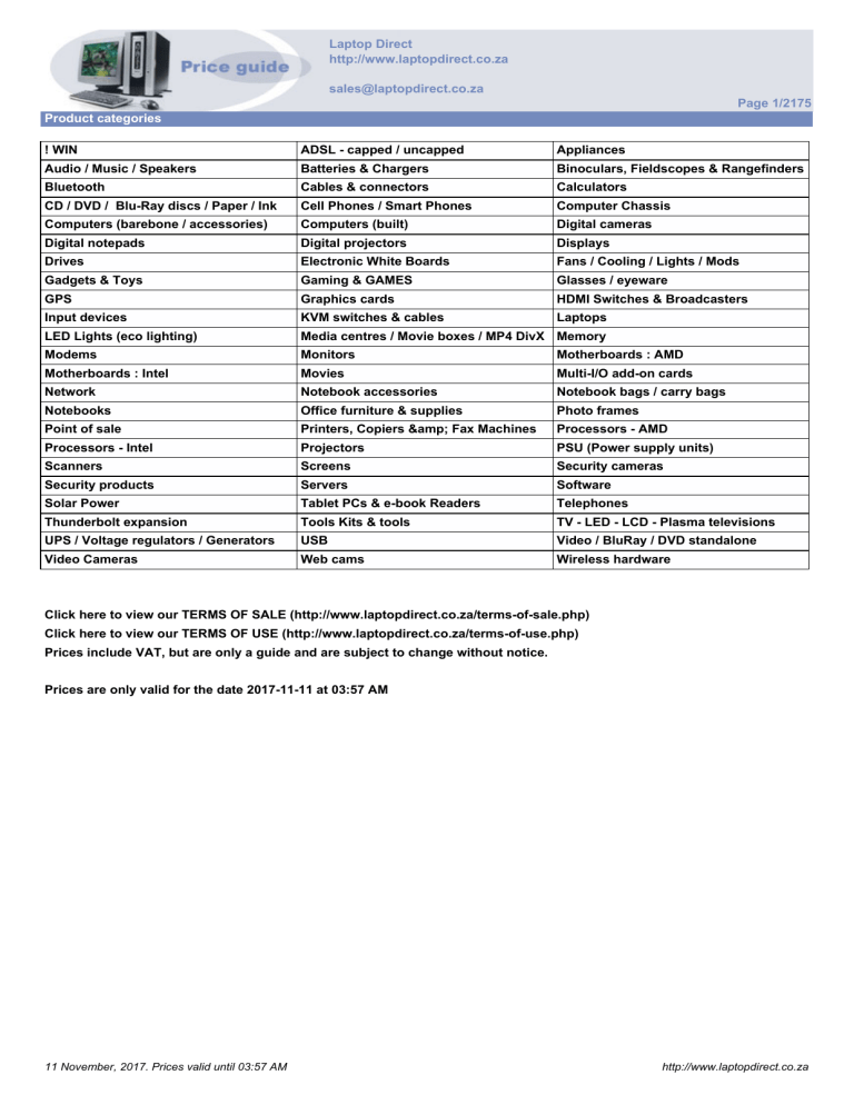 Laptop Direct price list Laptop Direct price list