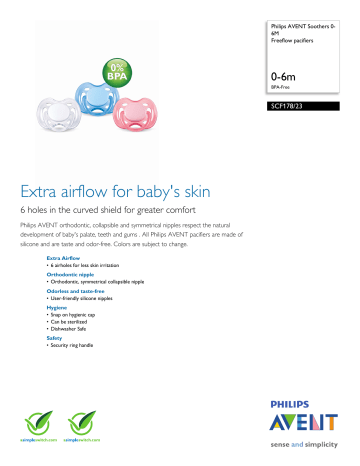 SCF178/23 Philips Freeflow pacifiers SCF178/23 Philips Freeflow pacifiers
