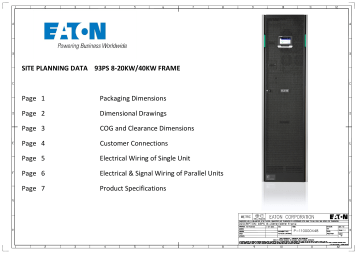 SITE PLANNING DATA 93PS 8-20KW/40KW FRAME SITE PLANNING DATA 93PS 8-20KW/40KW FRAME
