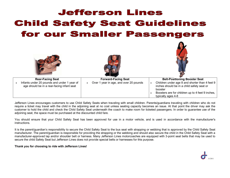 Jefferson Lines encourages customers to use Child Safety Seats Jefferson Lines encourages customers to use Child Safety Seats
