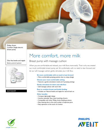 SCF332/01 Philips Comfort Single electric breast pump SCF332/01 Philips Comfort Single electric breast pump