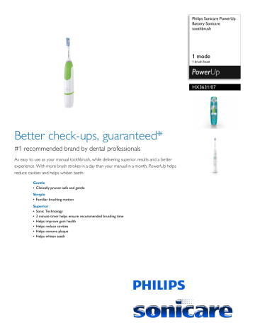HX3631/07 Philips Battery Sonicare toothbrush HX3631/07 Philips Battery Sonicare toothbrush