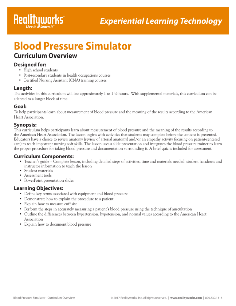 Blood Pressure Simulator Blood Pressure Simulator