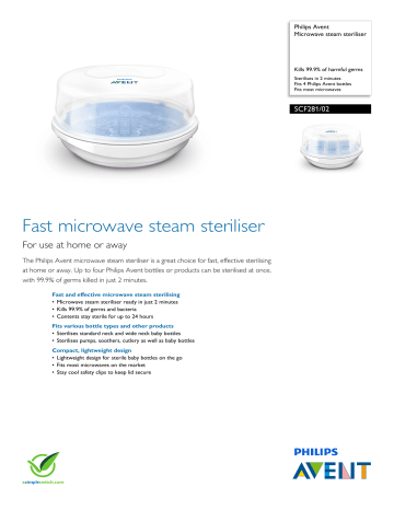SCF281/02 Philips Microwave steam steriliser SCF281/02 Philips Microwave steam steriliser