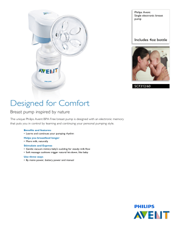 SCF312/60 Philips Single electronic breast pump SCF312/60 Philips Single electronic breast pump