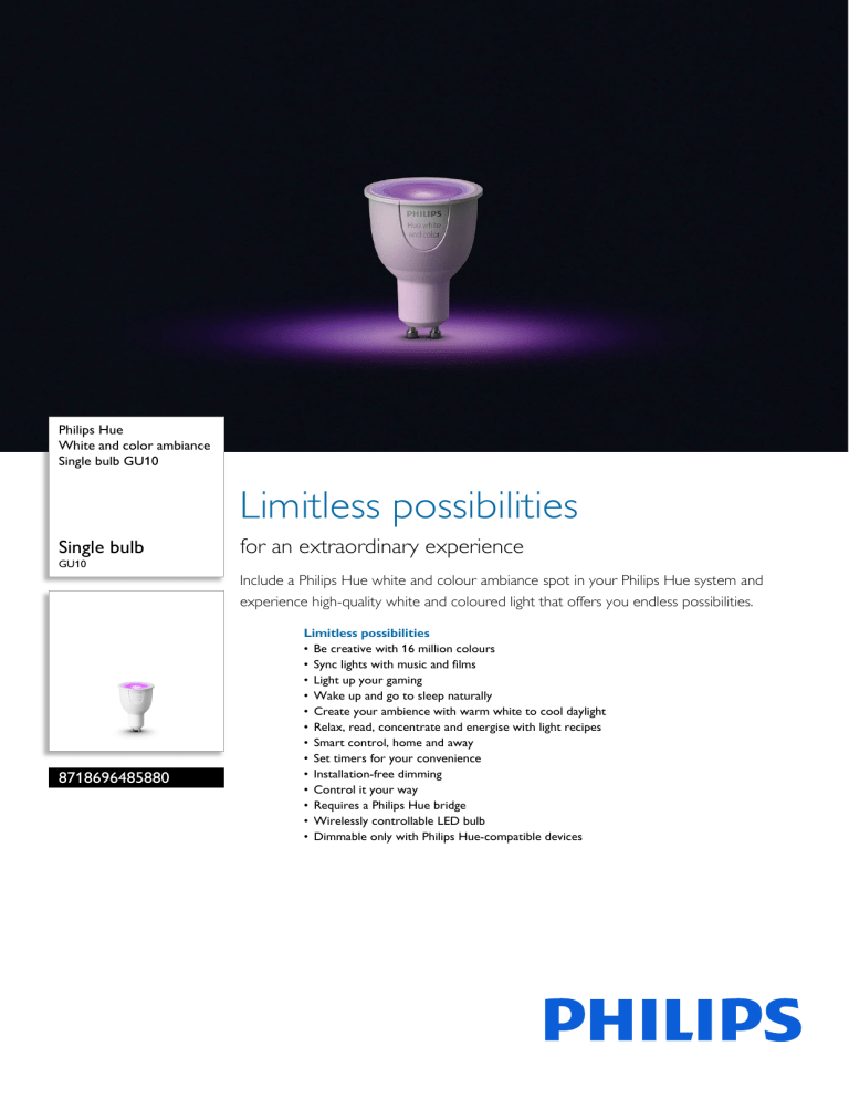 8718696485880 Philips White and color ambiance Single bulb GU10 8718696485880 Philips White and color ambiance Single bulb GU10