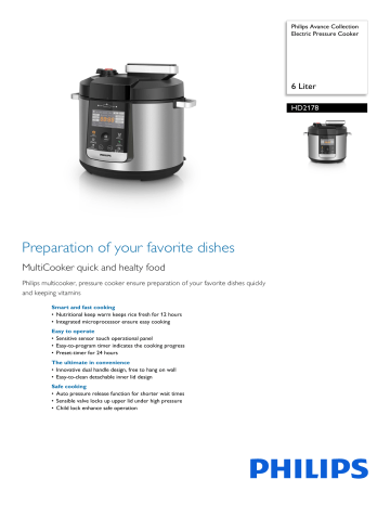 HD2178/60 Philips Electric Pressure Cooker HD2178/60 Philips Electric Pressure Cooker