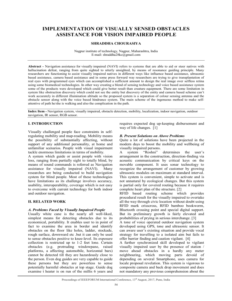 implementation of visually sensed obstacles implementation of visually sensed obstacles