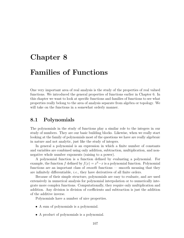 Chapter 8 Families of Functions - Mathematical Sciences Computing Chapter 8 Families of Functions - Mathematical Sciences Computing