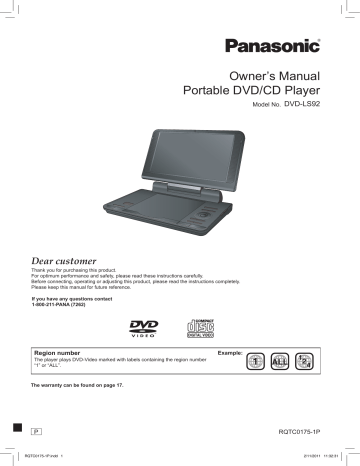 Owner`s Manual Portable DVD/CD Player Owner`s Manual Portable DVD/CD Player