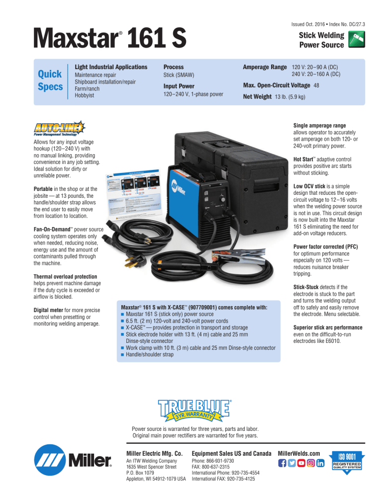 Maxstar® 161 S - Miller Welding Maxstar® 161 S - Miller Welding