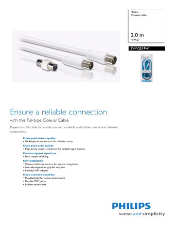 SWV2519W/10 Philips Coaxial cable SWV2519W/10 Philips Coaxial cable