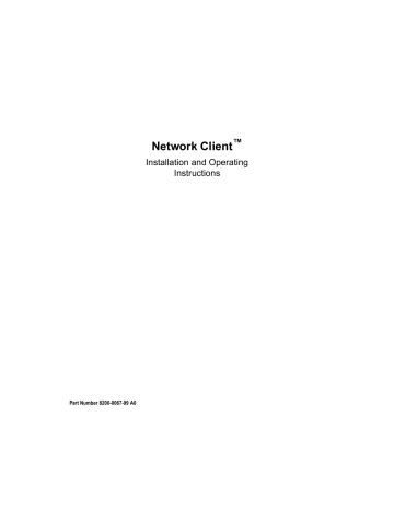 Network Client Installation and Operating Instructions | Manualzz Network Client Installation and Operating Instructions | Manualzz