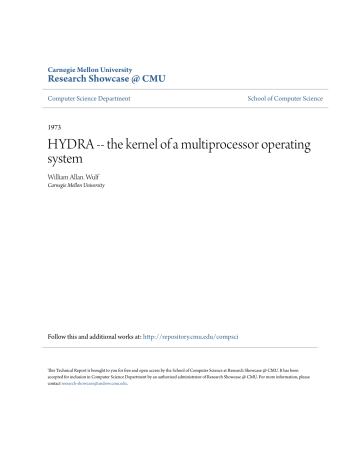 HYDRA -- the kernel of a multiprocessor operating system HYDRA -- the kernel of a multiprocessor operating system