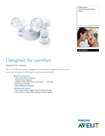 SCF304/02 Philips Twin Electronic Breast Pump SCF304/02 Philips Twin Electronic Breast Pump