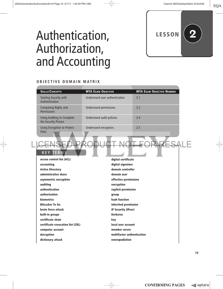 Authentication, Authorization, and Accounting Authentication, Authorization, and Accounting