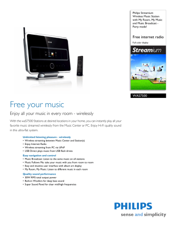 WAS7500/37 Philips Wireless Music Station with My Room, My WAS7500/37 Philips Wireless Music Station with My Room, My