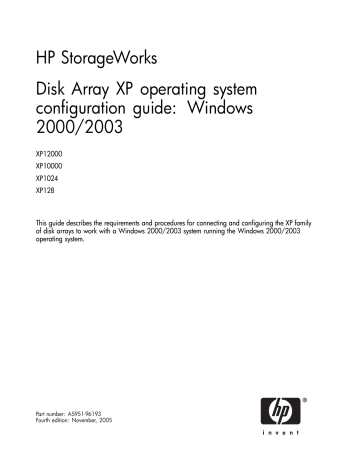 HP StorageWorks XP Disk Array OS Configuration Guide: Windows HP StorageWorks XP Disk Array OS Configuration Guide: Windows