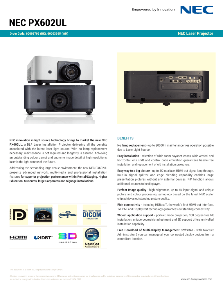 NEC PX602UL NEC PX602UL
