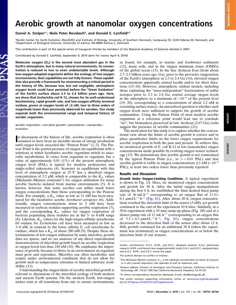 Aerobic growth at nanomolar oxygen concentrations Aerobic growth at nanomolar oxygen concentrations