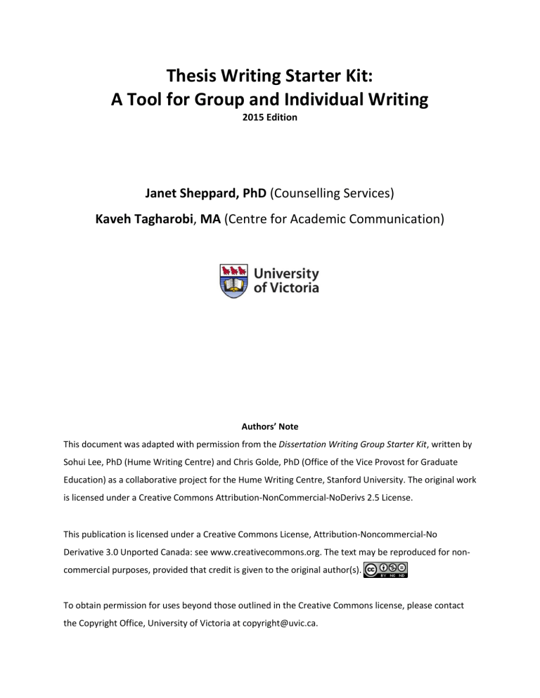 Thesis Writing Starter Kit Thesis Writing Starter Kit